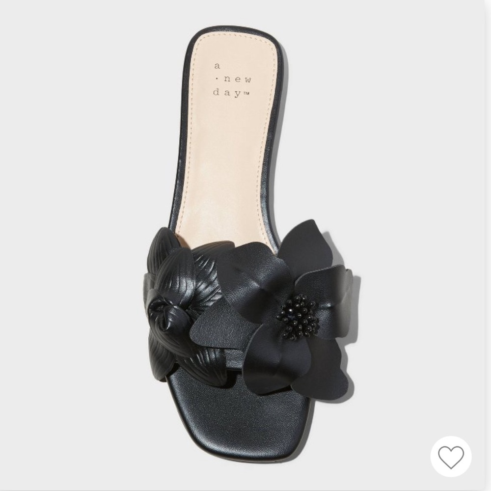 A New Day Black Floral Sandals